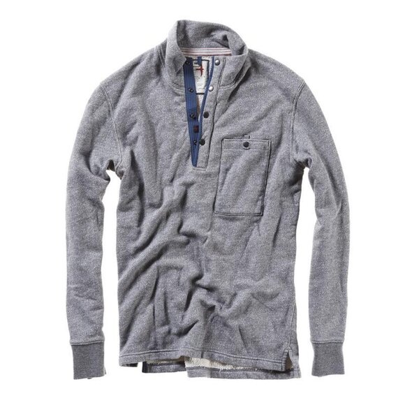 Relwen Windsurf Snap Mock Light Heather Grey Pullover Sz L